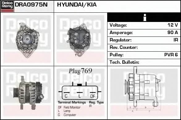 Remy DRA0975N Alternator DRA0975N: Buy near me at 2407.PL in Poland at an Affordable price!
