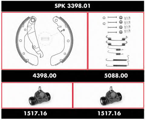  SPK 3398.01 Колодки гальмівні барабанні, комплект SPK339801: Приваблива ціна - Купити у Польщі на 2407.PL!