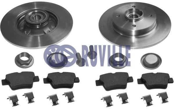 Ruville 6643BD2 Brake discs with pads rear non-ventilated, set 6643BD2: Buy near me in Poland at 2407.PL - Good price!