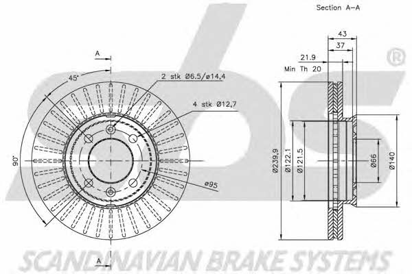 SBS 1815201212 Front brake disc ventilated 1815201212: Buy near me in Poland at 2407.PL - Good price!