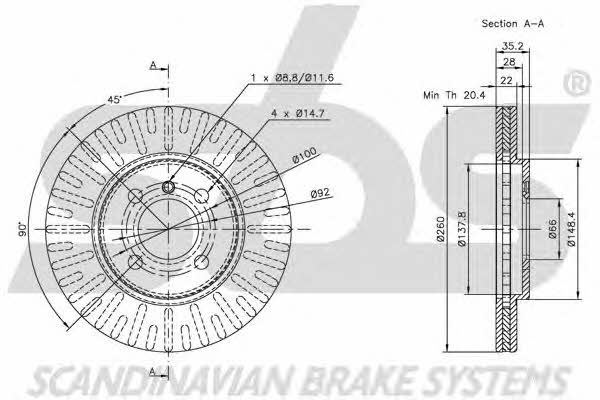 SBS 1815201509 Front brake disc ventilated 1815201509: Buy near me in Poland at 2407.PL - Good price!