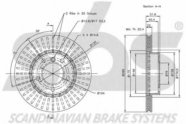 SBS 1815201521 Front brake disc ventilated 1815201521: Buy near me in Poland at 2407.PL - Good price!