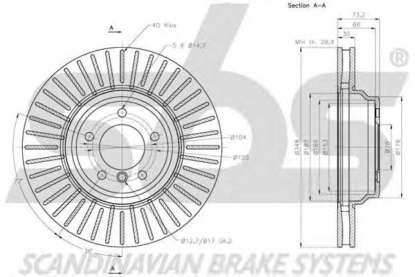 SBS 1815201580 Front brake disc ventilated 1815201580: Buy near me in Poland at 2407.PL - Good price!