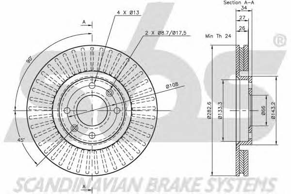 SBS 1815201927 Front brake disc ventilated 1815201927: Buy near me in Poland at 2407.PL - Good price!