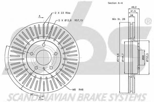 SBS 1815202270 Front brake disc ventilated 1815202270: Buy near me in Poland at 2407.PL - Good price!