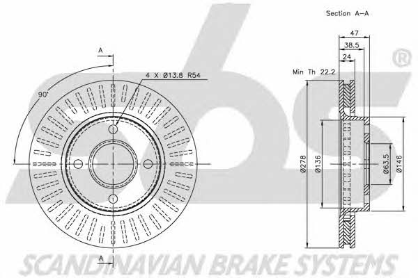 SBS 1815202542 Front brake disc ventilated 1815202542: Buy near me in Poland at 2407.PL - Good price!