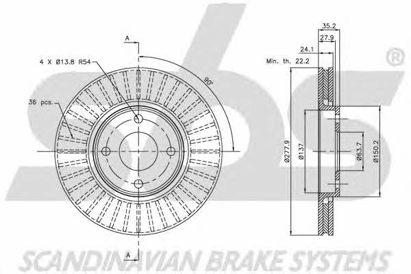 SBS 1815202553 Front brake disc ventilated 1815202553: Buy near me in Poland at 2407.PL - Good price!