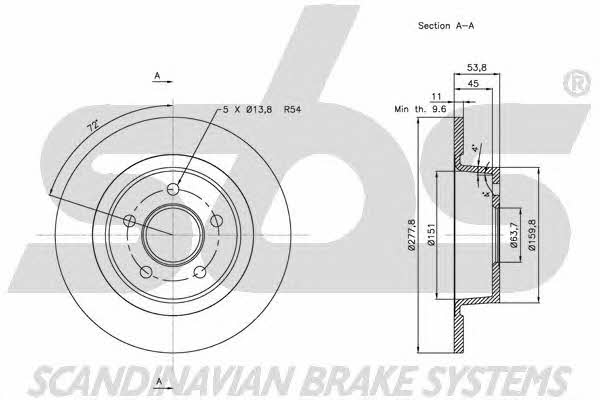 SBS 1815202564 Rear brake disc, non-ventilated 1815202564: Buy near me in Poland at 2407.PL - Good price!