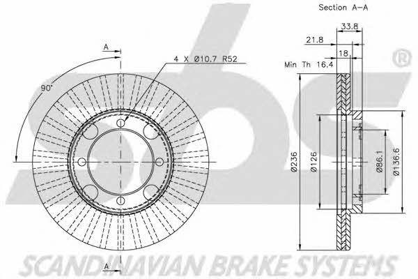 SBS 1815203011 Front brake disc ventilated 1815203011: Buy near me in Poland at 2407.PL - Good price!