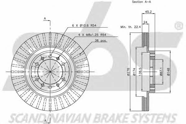 SBS 1815203016 Front brake disc ventilated 1815203016: Buy near me in Poland at 2407.PL - Good price!
