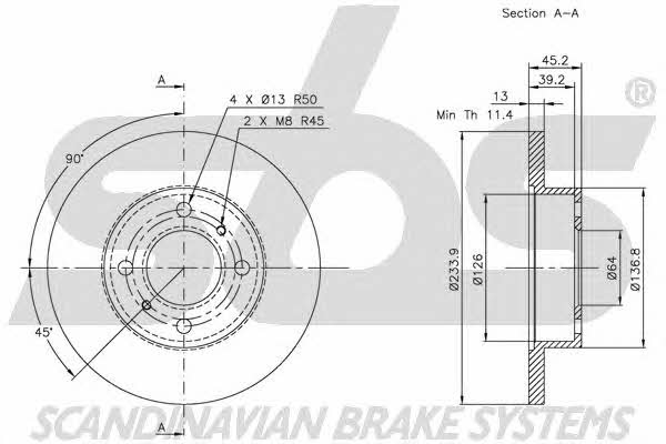 SBS 1815203018 Unventilated front brake disc 1815203018: Buy near me in Poland at 2407.PL - Good price!