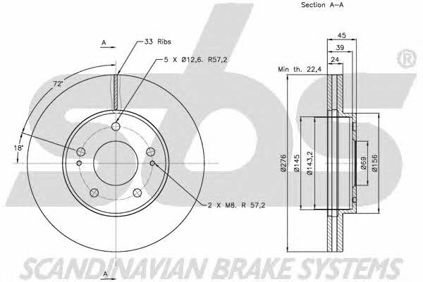 SBS 1815203034 Innenbelüftete Bremsscheibe vorne 1815203034: Kaufen Sie zu einem guten Preis in Polen bei 2407.PL!