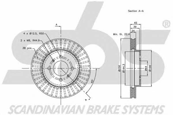 SBS 1815203039 Front brake disc ventilated 1815203039: Buy near me in Poland at 2407.PL - Good price!
