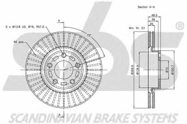 SBS 1815203253 Front brake disc ventilated 1815203253: Buy near me in Poland at 2407.PL - Good price!