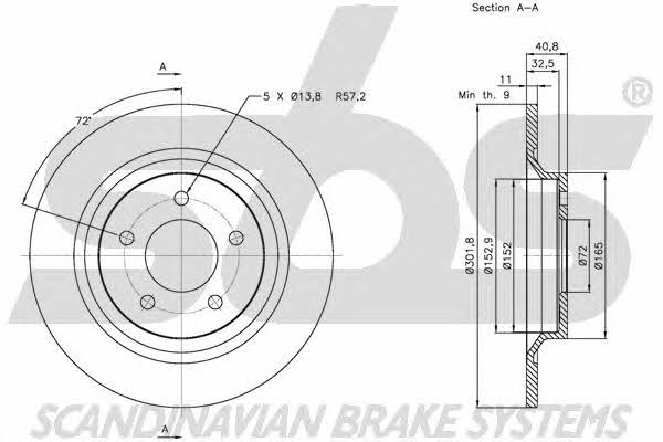 SBS 1815203261 Rear brake disc, non-ventilated 1815203261: Buy near me in Poland at 2407.PL - Good price!