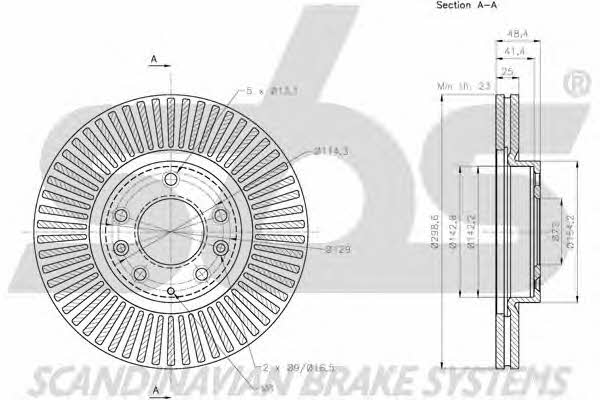 SBS 1815203268 Front brake disc ventilated 1815203268: Buy near me in Poland at 2407.PL - Good price!