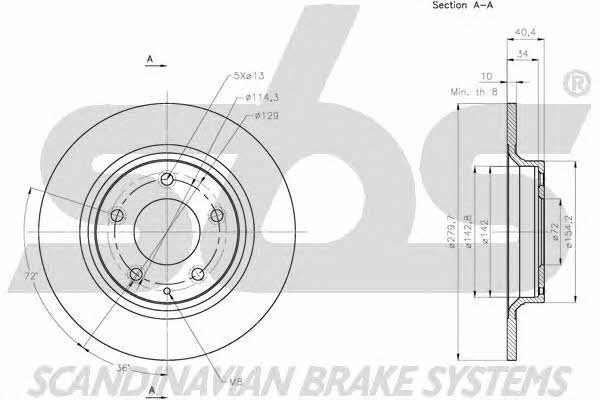 SBS 1815203269 Rear brake disc, non-ventilated 1815203269: Buy near me in Poland at 2407.PL - Good price!