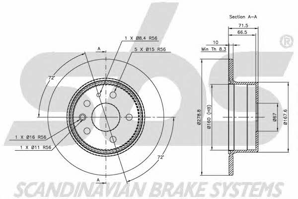 SBS 1815203305 Rear brake disc, non-ventilated 1815203305: Buy near me in Poland at 2407.PL - Good price!
