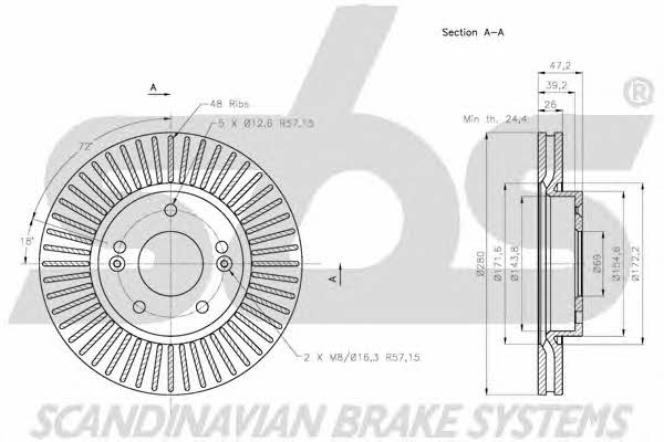SBS 1815203526 Front brake disc ventilated 1815203526: Buy near me in Poland at 2407.PL - Good price!