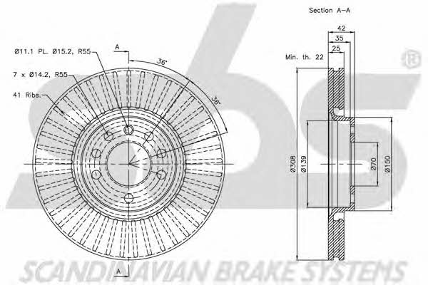 SBS 1815203654 Front brake disc ventilated 1815203654: Buy near me in Poland at 2407.PL - Good price!