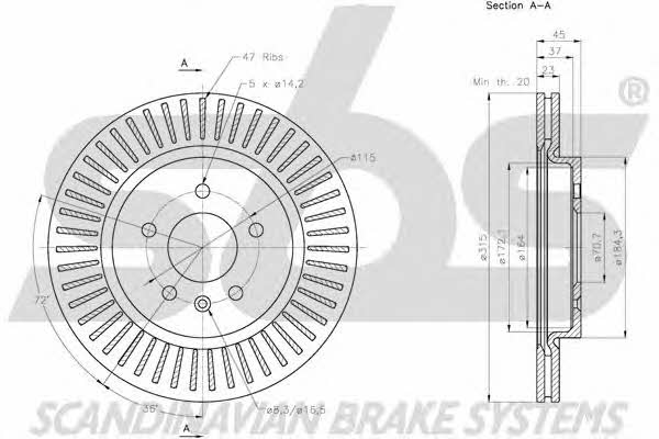 SBS 1815203676 Rear ventilated brake disc 1815203676: Buy near me at 2407.PL in Poland at an Affordable price!