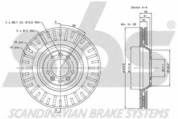 SBS 1815203728 Front brake disc ventilated 1815203728: Buy near me at 2407.PL in Poland at an Affordable price!