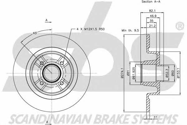 SBS 1815203935 Brake disc 1815203935: Buy near me in Poland at 2407.PL - Good price!