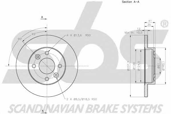SBS 1815203938 Unventilated front brake disc 1815203938: Buy near me in Poland at 2407.PL - Good price!
