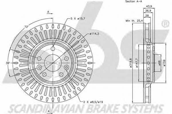 SBS 1815203969 Rear ventilated brake disc 1815203969: Buy near me in Poland at 2407.PL - Good price!