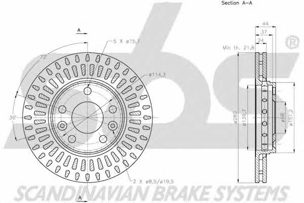 SBS 1815203970 Front brake disc ventilated 1815203970: Buy near me in Poland at 2407.PL - Good price!