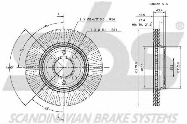 SBS 1815204106 Front brake disc ventilated 1815204106: Buy near me in Poland at 2407.PL - Good price!