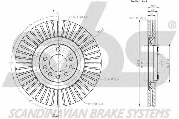 SBS 1815204112 Front brake disc ventilated 1815204112: Buy near me in Poland at 2407.PL - Good price!