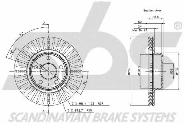 SBS 1815204403 Front brake disc ventilated 1815204403: Buy near me in Poland at 2407.PL - Good price!