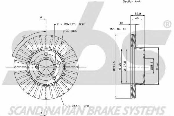 SBS 1815204409 Front brake disc ventilated 1815204409: Buy near me at 2407.PL in Poland at an Affordable price!