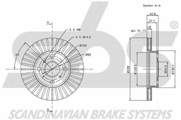 SBS 1815204559 Front brake disc ventilated 1815204559: Buy near me in Poland at 2407.PL - Good price!