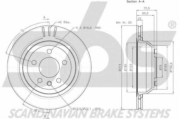 SBS 18152047114 Rear ventilated brake disc 18152047114: Buy near me in Poland at 2407.PL - Good price!