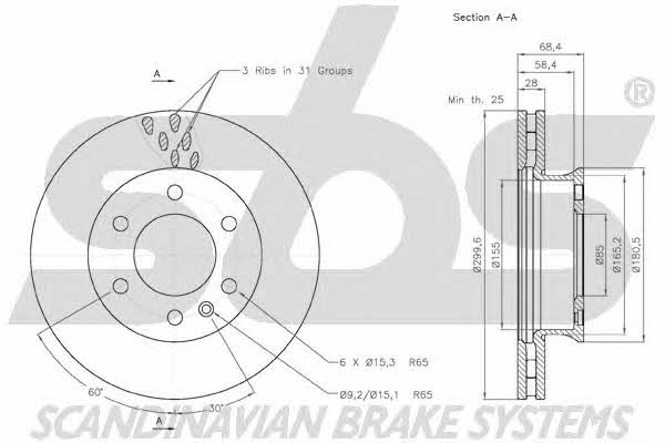 SBS 18152047123 Front brake disc ventilated 18152047123: Buy near me in Poland at 2407.PL - Good price!