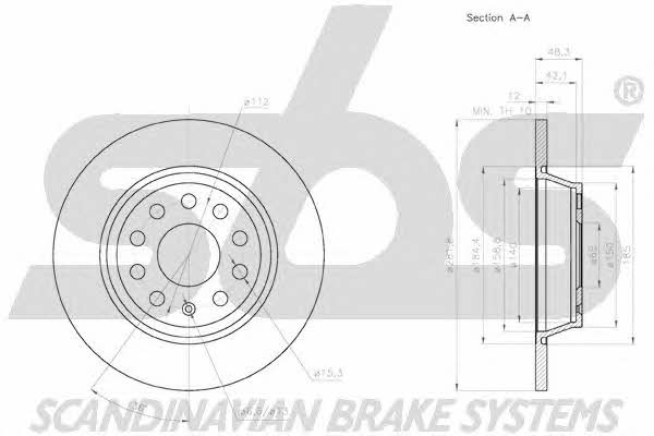 SBS 18152047133 Rear brake disc, non-ventilated 18152047133: Buy near me in Poland at 2407.PL - Good price!