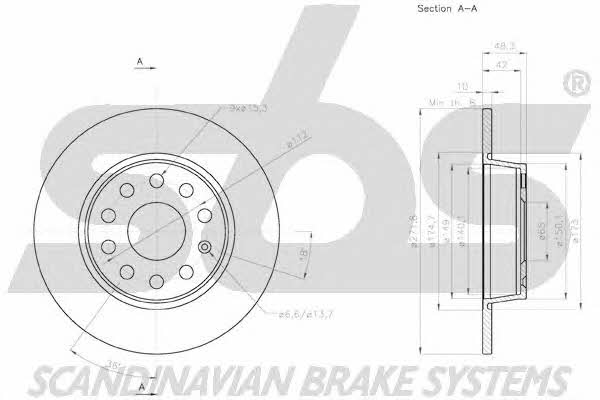 SBS 18152047137 Rear brake disc, non-ventilated 18152047137: Buy near me in Poland at 2407.PL - Good price!