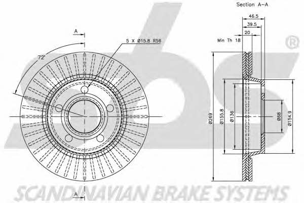 SBS 1815204769 Rear ventilated brake disc 1815204769: Buy near me in Poland at 2407.PL - Good price!