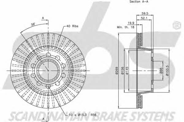 SBS 1815204781 Rear ventilated brake disc 1815204781: Buy near me in Poland at 2407.PL - Good price!