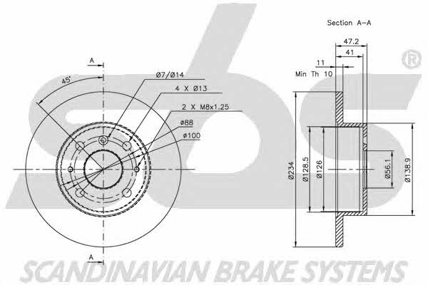 SBS 1815205104 Unventilated front brake disc 1815205104: Buy near me in Poland at 2407.PL - Good price!