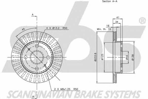 SBS 1815205111 Front brake disc ventilated 1815205111: Buy near me in Poland at 2407.PL - Good price!