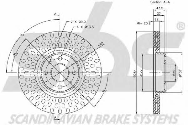 SBS 1815209923 Front brake disc ventilated 1815209923: Buy near me in Poland at 2407.PL - Good price!