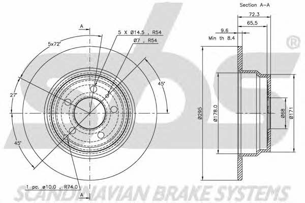 SBS 1815204833 Rear brake disc, non-ventilated 1815204833: Buy near me in Poland at 2407.PL - Good price!