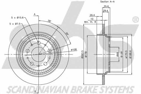 SBS 1815204846 Rear brake disc, non-ventilated 1815204846: Buy near me in Poland at 2407.PL - Good price!