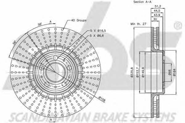 SBS 1815204853 Front brake disc ventilated 1815204853: Buy near me in Poland at 2407.PL - Good price!