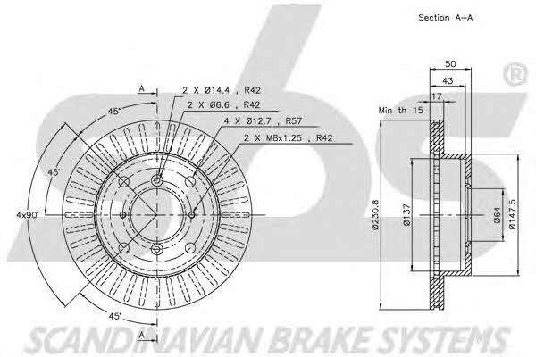 SBS 1815205205 Front brake disc ventilated 1815205205: Buy near me in Poland at 2407.PL - Good price!