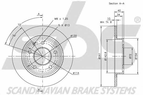 SBS 1815203228 Rear brake disc, non-ventilated 1815203228: Buy near me in Poland at 2407.PL - Good price!