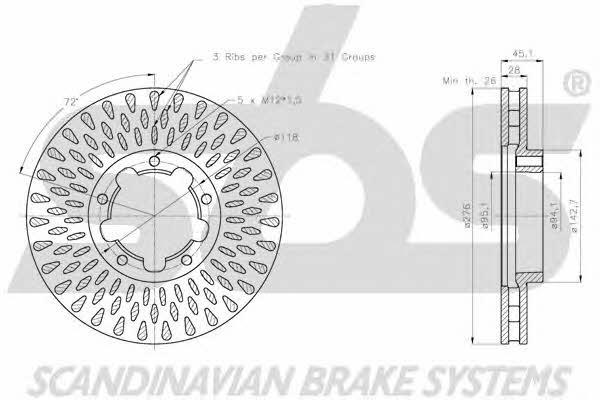 SBS 1815202286 Front brake disc ventilated 1815202286: Buy near me in Poland at 2407.PL - Good price!